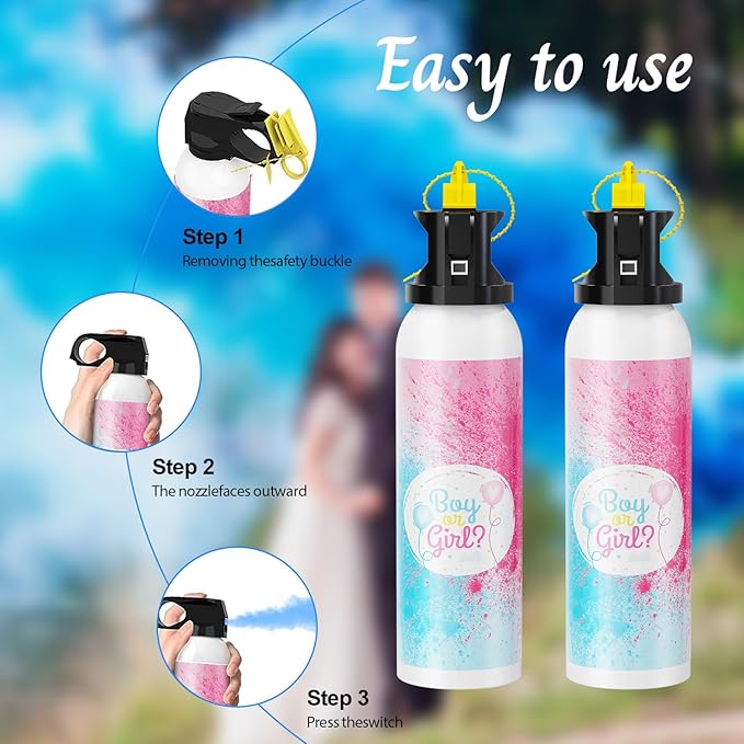 Gender Reveal Fire Extinguisher Color Blasters: 2 Pcs Blue Blaster Only for Baby Boy with Blue Smoke suitable for Gender Reveal Party Decorations