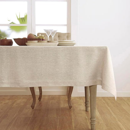Solino Home Linen Tablecloth 60 x 144 Inch - 100% Pure Linen Light Natural Table Cloth for Rectangular Tables - Athena, Machine Washable Cloth Tablecloth for Fall, Autumn, Holiday
