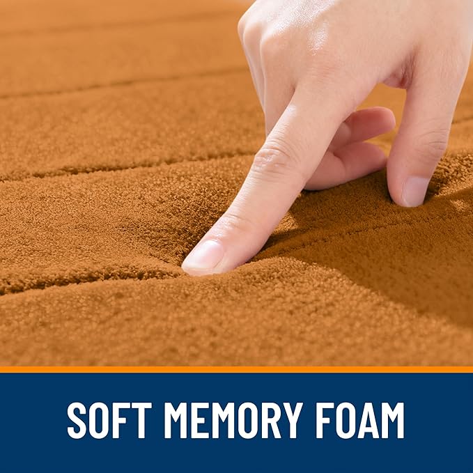 OLANLY Memory Foam Bath Mat 34x21, Super Soft Absorbent Bathroom Rugs, Quick Dry, Machine Washable Shower Floor Rugs, Bathmat Carpet, Bathroom Home Decor Accessories, Ochre