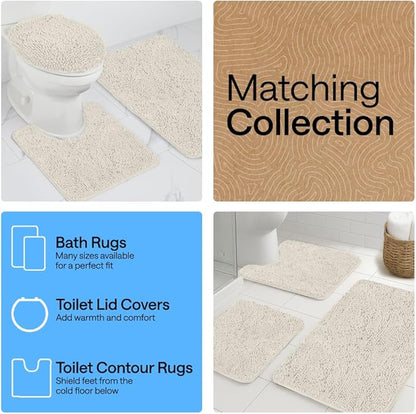 GORILLA GRIP Bathroom Rug Sets, Soft Chenille 2 Piece Area Rugs Set, Toilet Base Mat and 30x20 Carpet, Absorbent Microfiber Washable Mats Dry Quickly, Home Décor and Bath Room Accessories, Ivory