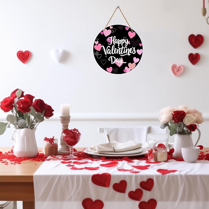 Valentines Day Decorations St Patricks Day Decorations Reversible Happy Valentines Wreath Heart Door Decor Hanging Sign Wooden Front Door Hanger Wreath for Porch Wall Indoor Home Decor