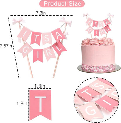 It's a Girl - Pink Gender Reveal Party Decoration, Baby Shower Cake Topper