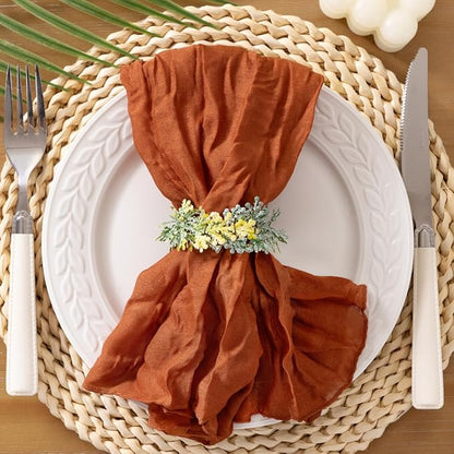 Socomi Terracotta Cheesecloth Napkins Fall Burnt Orange Thanksgiving Cheese Cloths Gauze Set of 10 Boho Washable Dinner Table Napkins for Wedding Party Baby Shower Birthday Party Decor