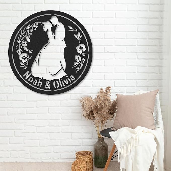 Personalized Anniversary Wedding Gifts for Couples, Metal Signs Customized, Family Name Sign, Metal Art Wall Decor, Home Decor, Valentines Day Gifts, Engagement Bridal Shower Gifts Color05