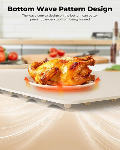 Electric Warming Mat for Food (2-Pack)-Full Surface Fast Heating Silicone Warmer Tray with 3-Level Temperature, Auto-Off, Raised Feet for Table Protection, for Gatherings, Parties,Home Buffet