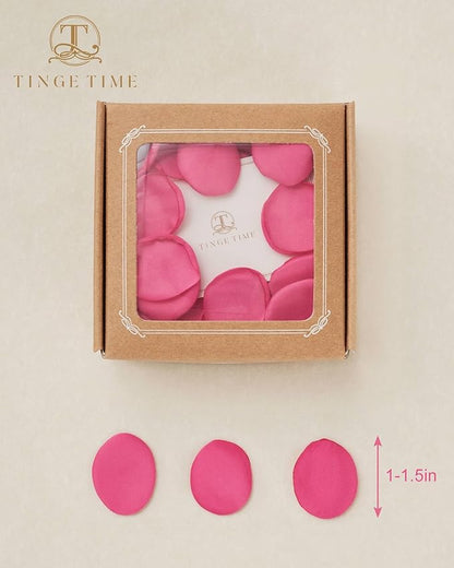 TINGE TIME Silk Flower Petals for Wedding Decoration - 200pcs Fake Rose Petals for Bridal Showers & Parties - Hot Pink