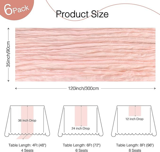 12 Pack Cheesecloth Table Runner 120 Inch Boho Rustic Gauze 10 FT Dusty Pink Cheese Cloths Table Runners Decorations for Spring Summer Birthday Party Baby Shower Wedding Holiday Home Decor