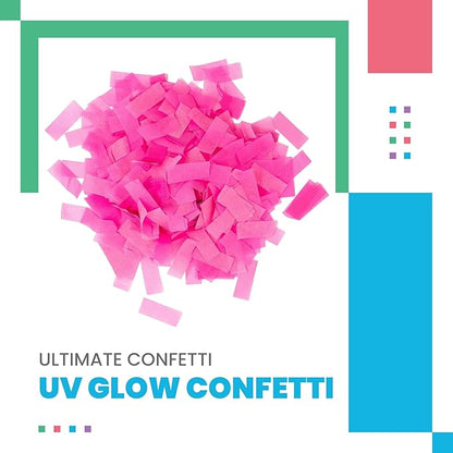 UV Glow Biodegradable Tissue Confetti, Pink Color – Ultimate Confetti Fluttering Tissue Paper for Confetti Cannon and Launcher Use, Table Decorations, and More (20 Handfuls per Bag, 1 lb)
