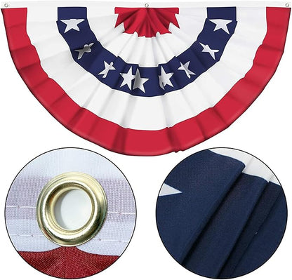 American Flag Bunting Patriotic Pleated Fan Flag USA Flags with Brass Grommets and Zip Ties for 4th of July Memorial Day Decoration Outdoor (4, 3x6 Feet)