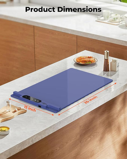 Electric Warming Mat for Food - Full Surface Fast Heating Silicone Tray with 3-Level Temperature, Auto-Off, Raised Feet for Table Protection, Versatile Warmer for Gatherings,Party,Home Buffet