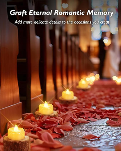 Flameless Candles, 12 Pack LED Tea Lights Candles Battery Operated, Last 200+ Hrs Flickering Tea Lights, Flameless Tealight Candles for Halloween Diwali Fall Christmas Wedding