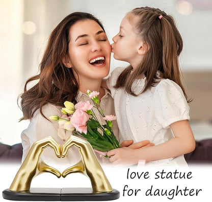 Gold Bookends, Heavy Duty Bookend Holder Decor, Golden Finger Heart Shaped, Modern Art Sculpture, Finger Home Decoration, Bookends Decorative, Boho Decor for Desktop Bedroom Study Room