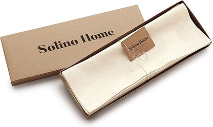 Solino Home Ivory Placemats Set of 4-100% Pure Linen Placemats 14 x 14 Inch for Fall, Autumn, Christmas, New Year - Fete
