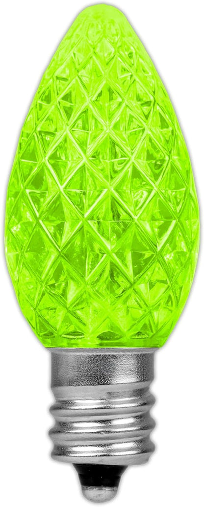 Novelty Lights 25pk Lime C7 LED Faceted Christmas Light Replacement Bulbs, Ultra Bright Dimmable Replacement Lamps for Indoor/Outdoor Light Strings