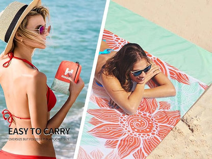 Beach Blanket Waterproof Sandproof Extra Large Beach Mat 79" X 83"/120"x108"for 1-8 Adults Quick Drying Durable Outdoor Picnic Mat for Beach Travel Camping Hiking