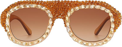 bullabulling Vintage Pilot Rhinestone Sunglasses Women Fashion Diamond bling party Sun Glasses Crystal Shades UV400