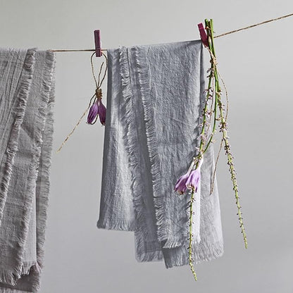 Handmade Cloth Napkins 100% Cotton Napkins with Fringe，Delicate Handmade Cloth Napkins for Dinners, Parties, Weddings and More，18 x 18 Inch Set of 12 - Light Grey