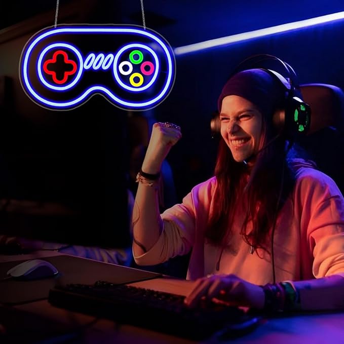 Game Neon Sign, Neon Signs for Wall Decor Neon LED Signs Gaming Room Neon Light Up Signs Home Decor for Bedroom Club Party Bar Shop USB Operated
