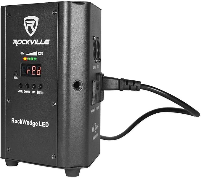 Rockville RockWedge LED 54W RGBWA+UV Battery Powered Par Light, Wireless DMX, Rechargeable, Compact Design, for DJs and Events