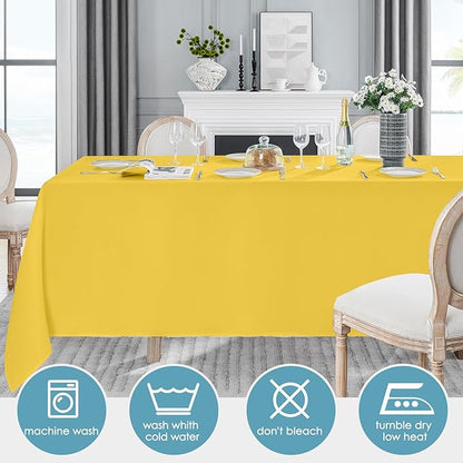 VidaFete Tablecloth 10 Pack 90 * 156inch Rectangle Table Cloth Polyester, Stain Wrinkle Resistant Polyester Dining Table Cover for Kitchen Dinning Party Wedding Rectangular Buffet Decoration(Yellow)