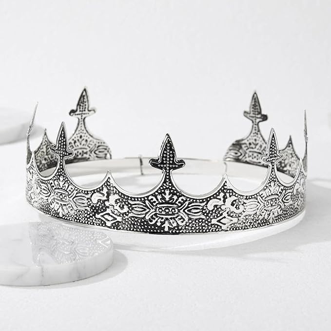 King Crowns Metal Hair Band for Men Gold Crowns and Tiara for Theme Birthday Party Costume Accessories
