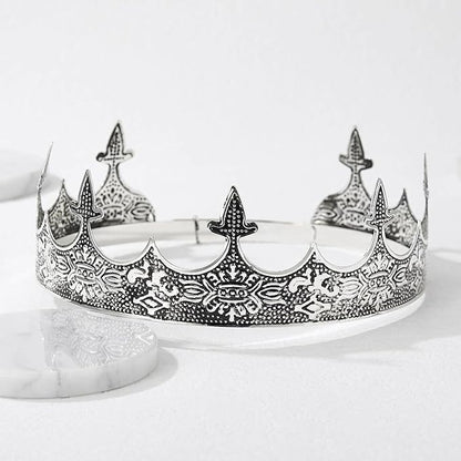King Crowns Metal Hair Band for Men Gold Crowns and Tiara for Theme Birthday Party Costume Accessories