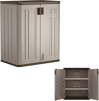 Suncast 36" Resin Base Garage Storage Cabinet, Platinum, Made in the USA