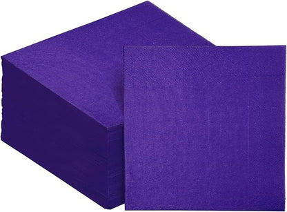 Deep Purple Cocktail Napkins 5 * 5inch disposable Beverage Napkin paper for Cocktail, Wedding, Dinner，Birthday Party Dessert Wine Paper Napkins（ 120 Count）