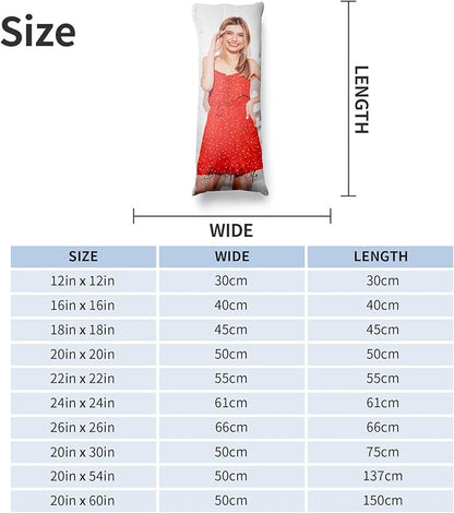 Easycosy Custom Body Pillow with Picture & Text 20"x54", Two-Sides Soft Skin-Friendly Photo Pillowcase, Personalized Long Pillow Cover with Photo, Custom Love Keepsake Gifts (No Pillow Insert)