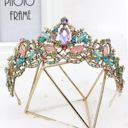 Bronze Tiara for Women Baroque Crown for Girls Wedding Princess Birthday Crystal Rhinestones Headbands for Prom Bridal Party Halloween Costume Christmas Gift