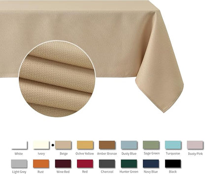 maxmill Jacquard Square Tablecloth Stain Resistant Waterproof Wrinkle Resistant Washable Soft Table Cloth, Decorative Fabric Table Cover for Dining Room, Indoor and Outdoor Use, 52 x 52 Inch, Beige