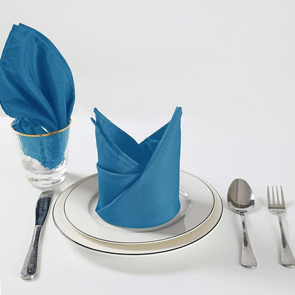 Cloth Napkins 17x17 inch Washable Polyester Dinner Napkins Soft Table Napkins for Wedding Party Dining Banquet(Mediterranean Blue,100PCS)
