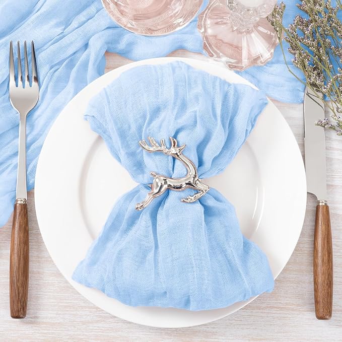 Socomi Blue Cheesecloth Napkins Light Sky Blue Fall Thanksgiving Cheese Cloths Gauze Set of 10 Boho Washable Dinner Table Napkins for Wedding Party Baby Shower Birthday Party Decor