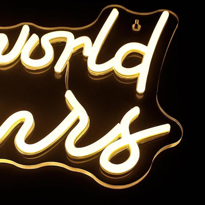 Lucunstar The World Is Yours Neon Signs Valentine Neon Sign Warm White Led Neon Light for Wall Decor Light Up Sign for Wedding USB Powered Led Neon Signs for Bedroom Valentines Day Decor