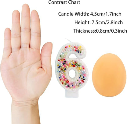 Birthday Candles, Pearl Sequin Number Candle Party Supplies (Number-6)