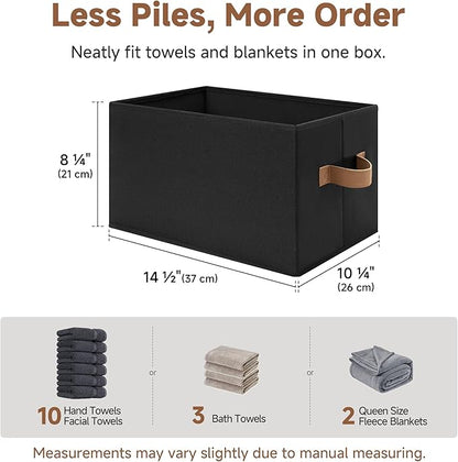 StorageWorks Storage Bins for Shelves, Closet Organizers and Storage Baskets, Fabric Clothes Organizer, Foldable Laundry Baskets, Black, 3-Pack, Large