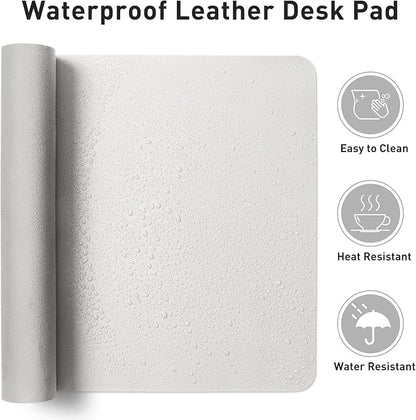Aothia Leather Desk Pad Protector, Mouse Pad, Office Desk Mat, Non-Slip PU Leather Desk Blotter, Laptop Desk Pad, Waterproof Desk Writing Pad for Office and Home (36" x 17", Off-White)