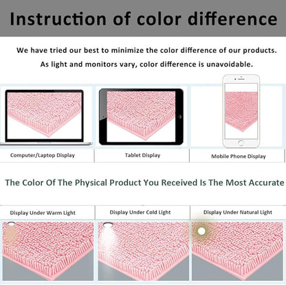 Pink Bathroom Rugs Chenille Bath Mat Set 3-Piece Bath Rugs for Bathoom Extra Soft Bath Mats for Bathoom Non Slip Absorbent Shag Bthroom Carpet, Machine Washable, Mats Sets 3 Toilet Rug