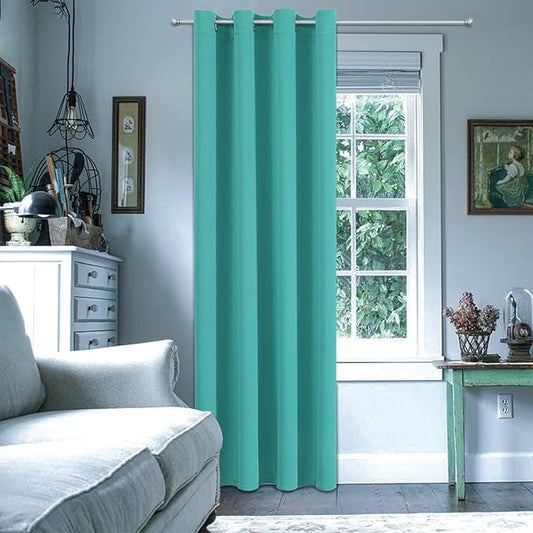ChrisDowa Blackout Curtains 102 Inches Long for Living Room, Grommet Thermal Insulated Room Darkening Curtains for Bedroom (1 Panel Set, Teal, 52W x 102L)