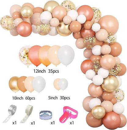 Ouddy Party Blush Balloons Arch Garland Kit, Different Sizes 12 10 5Inch Peach Rose Gold Pastel Orange Metallic Confetti Balloon for Bridal Baby Shower Wedding Birthday Party Decoration