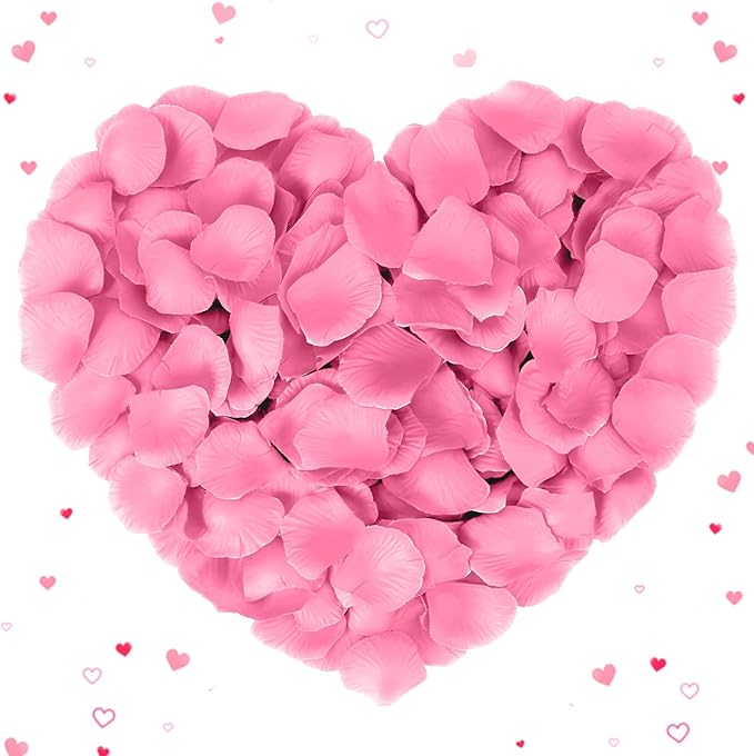 Rose Petals 2000pcs Artificial Silk Pink Rose Petals Flower Petals Fake Faux Roses Petal for Romantic Night Roses Petal Decorations for Wedding Proposal Anniversary Valentine's Day Flower Decorations