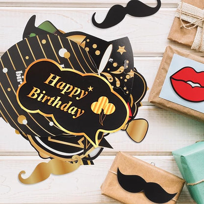 LINGTEER Happy 50th Birthday Party Photo Booth Props,Cheers to 50th Birthday Fifty Years Old Bday Party Centerpieces Props Decorations Sign.