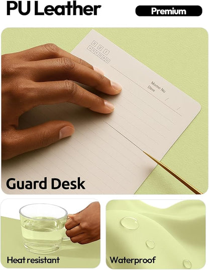 YSAGi Leather Desk Protector, Office Mat, Large Mouse Mat, Non-Slip PU Leather Blotter, Laptop Pad, Waterproof Writing Pad for Office and Home (Peak Green, 47" x 17")