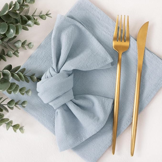 Socomi Cloth Napkins Grey Blue Fall Thanksgiving Washable Reusable Bulk Linen Cotton Napkins Set of 4 17"x17" for Wedding Party Bridal Baby Shower Birthday Dining Table Decorations