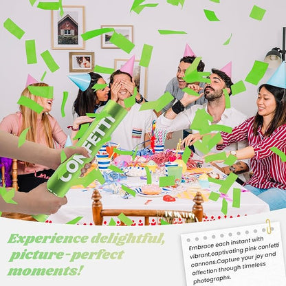 Confetti Cannon Green Biodegradable Confetti Poppers 12Pack Party Poppers Confetti Shooters Green Sticks for Wedding Graduation Engagement Anniversary Bridal Shower Valentines Day Birthday