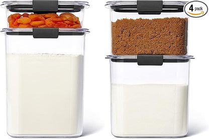 Rubbermaid Brilliance Pantry Food Storage Containers, Set of 4 (8 Pieces), BPA-Free, Clear, Airtight