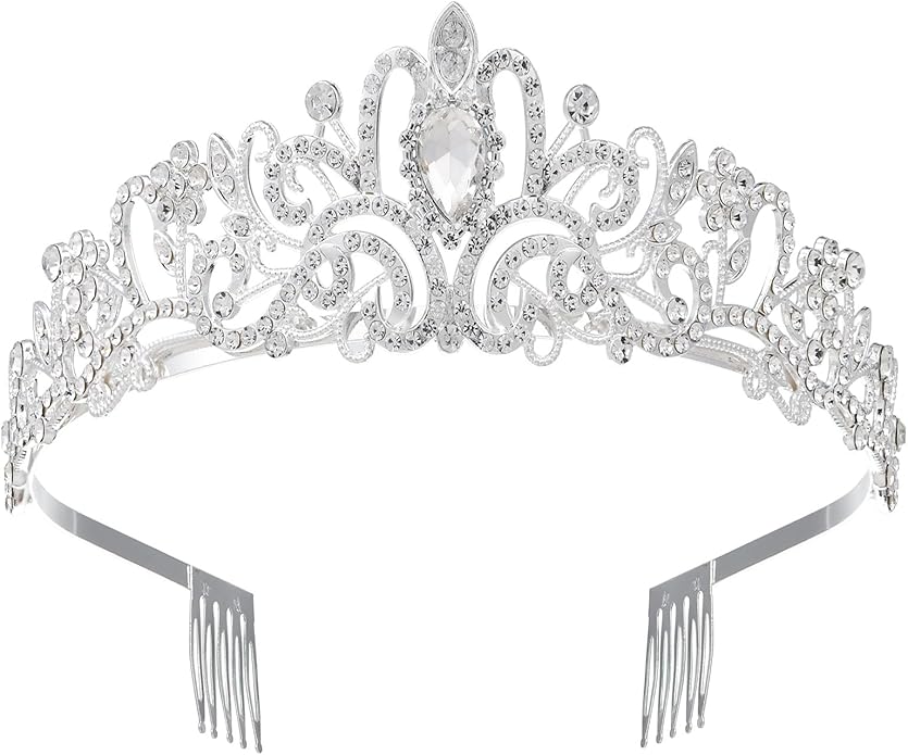 Sparkling Crystal Princess Tiaras for Women Girl Crown Queen Headband Fashion Headpiece for Wedding Birthday Bride Bridal Prom Party Hair Accessories Valentines Mothers Day Gifts