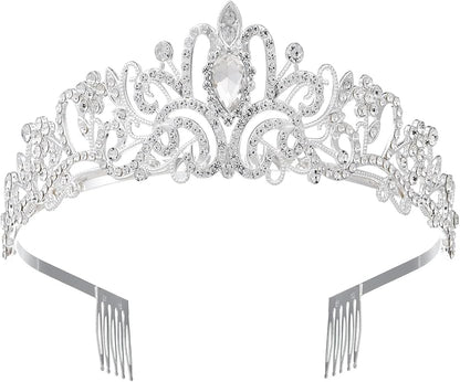 Sparkling Crystal Princess Tiaras for Women Girl Crown Queen Headband Fashion Headpiece for Wedding Birthday Bride Bridal Prom Party Hair Accessories Valentines Mothers Day Gifts