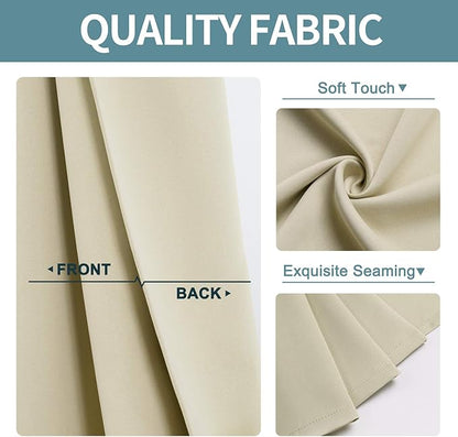 ChrisDowa Blackout Curtains 120 Inches Long for Living Room, Grommet Thermal Insulated Room Darkening Curtains for Bedroom (1 Panel Set, Beige, 52W x 120L)