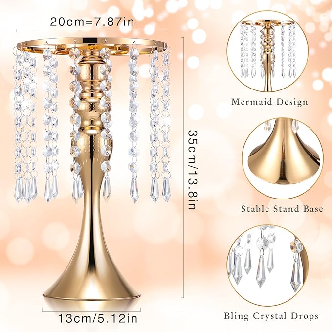 Unittype 20 Pcs Wedding Centerpieces for Tables 13 Inch Tall, Crystal Flower Stand Floral Vases for Tabletop Flower Arrangement Stand Valentines Gift Baptism Christmas Party Decor (Gold)